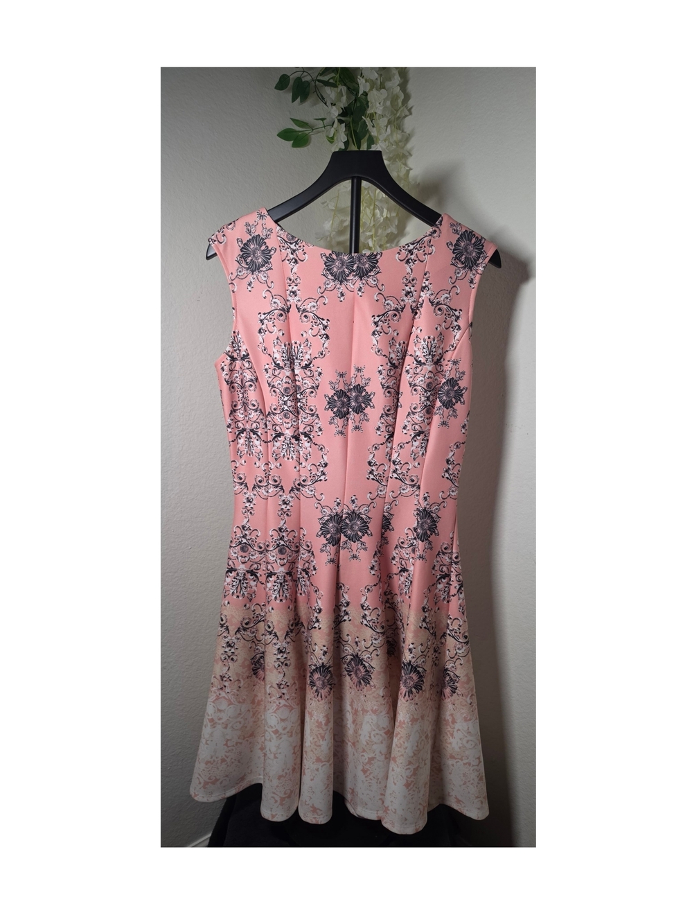 Julian Taylor Pink Floral Fit-and-Flare Midi Dress